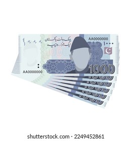 One thousand Rupee 1000 PKR. Vector Illustration.