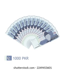 One thousand Rupee 1000 PKR. Vector Illustration.