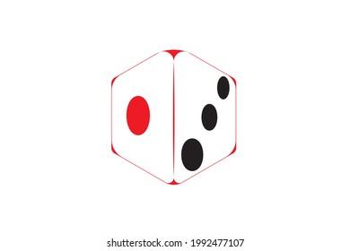 
one and three dice abstract illustration