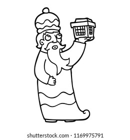 einer der drei Weisen, schwarz-weißer Cartoon