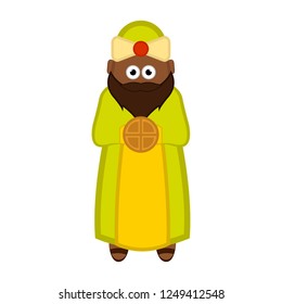 One of the three wise men. Cartoon character. Vector illustration design