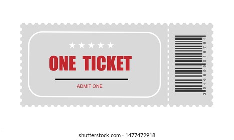 one ticket with bar code. template ticket vector icon. Eps10