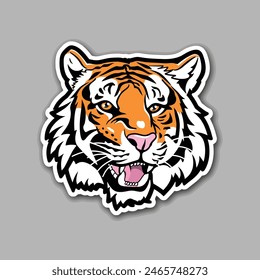 One Tiger Sticker Vector Illustration