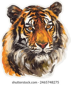 One Tiger Sticker Vector Illustration