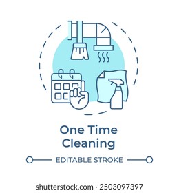 One time cleaning soft blue concept icon. Special service, housework. Dusting furniture. Round shape line illustration. Abstract idea. Graphic design. Easy to use in infographic, presentation