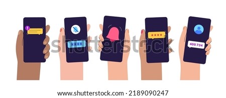 One time password concept. Access denied. Personal data protection on the internet. Warning message on the smartphone. Incorrect data entering. Trying to enter to private account vector illustration