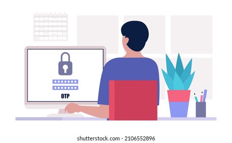 One time password concept. Vector illustration in a flat style