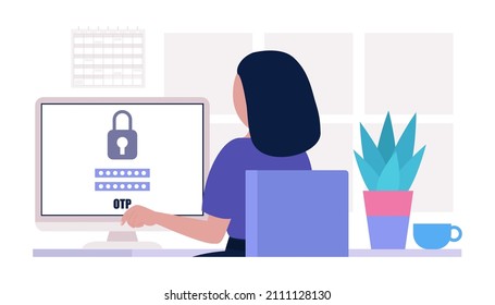 One time password concept. Vector illustration in a flat style