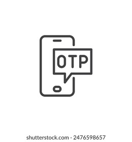 One Time Password line icon. linear style sign for mobile concept and web design. Mobile phone showing a one time password outline vector icon. Symbol, logo illustration. Vector graphics