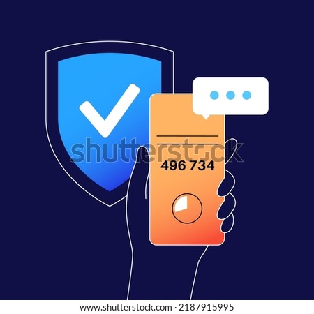 One time password. Message with code on the smartphone for entering on the site or application. Notification on the phone, multi factor authentication. Internet payment, 2fa flat vector illustration