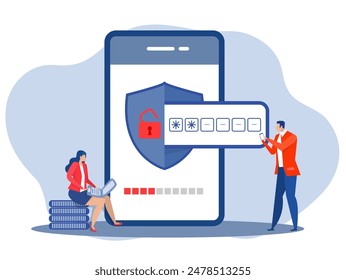 One Time Password or OTP security code on mobile phone,2-Step authentication mobile applications, posters and banners.OTP authentication and Secure Verification concept