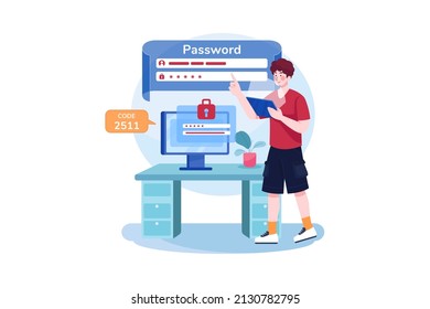 One Time Password Security illustration concept