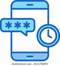 One Time Pasword Icon Blue Vector Illustration