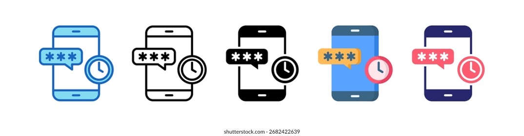 One Time Pasword Icon Multiple Style Set Collection.