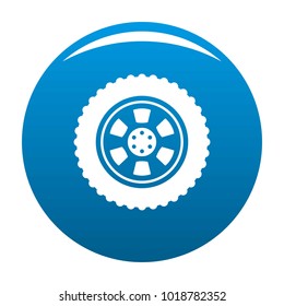One tire icon vector blue circle isolated on white background 