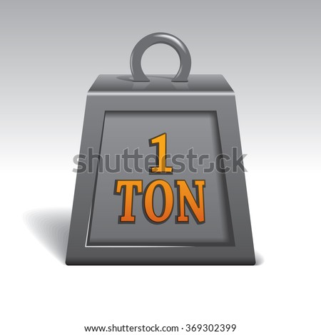 One Ton Weight Isolated on White Background. Vector Illustration