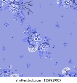 One tone floral pattern. 2020 trendy colors. Floral background for textile, wallpaper, covers, surface, print, gift wrap, scrapbooking, decoupage.