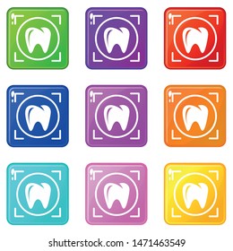 One tooth icons set 9 color collection isolated on white for any design