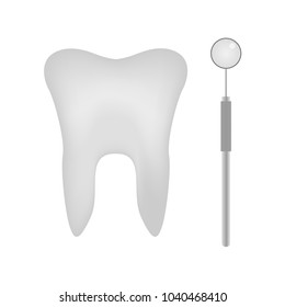 One tooth and mirror of a dentist, vector