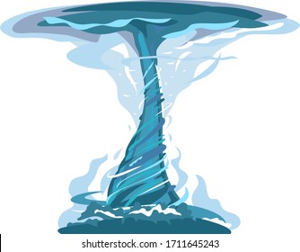 One tornado with spiral twists isolated illustration, the power of nature, dangerous nature disaster