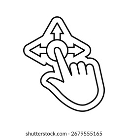 Vector de icono de línea de operación de un toque. Signo de operación de un toque. Ilustración negra de contorno aislado