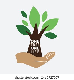 one tree one life vector art Word Environment day 