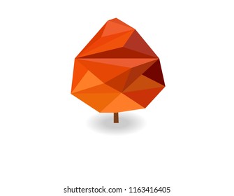 One tree polygon, forest nature concept, low poly modelling geometric and triangle shape design, vector art and illustration.