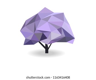 One tree polygon, forest nature concept, low poly modelling geometric and triangle shape design, vector art and illustration.