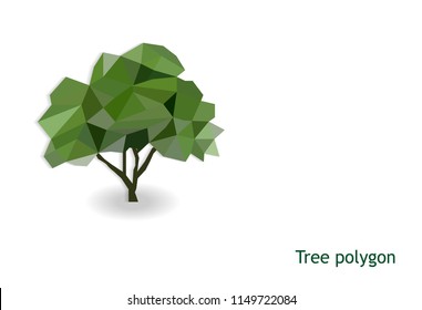 One tree polygon isolated with white background, low poly modelling effect design, geometric and triangle shape,vector art and illustration, forest nature tree concept,saving green saving earth planet
