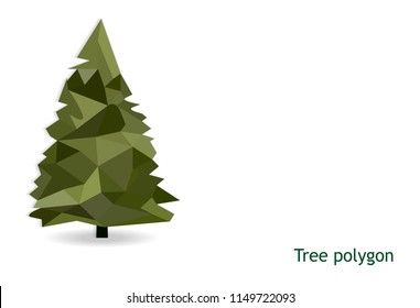 One tree polygon isolated with white background, low poly modelling effect design, geometric and triangle shape,vector art and illustration, forest nature tree concept,saving green saving earth planet