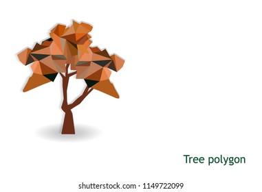 One tree polygon isolated with white background, low poly modelling effect design, geometric and triangle shape,vector art and illustration, forest nature tree concept,saving green saving earth planet