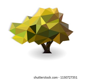 One tree polygon isolated with white background, nature forest for saving green earth and energy concept, geometric and triangle shape deign, low poly modelling effect, vector art and illustration.