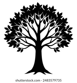 one tree silhouette vector illustration