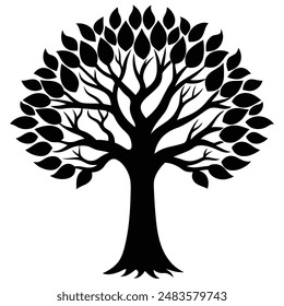 one tree silhouette vector illustration