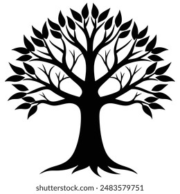 Ilustración vectorial de silueta de un árbol