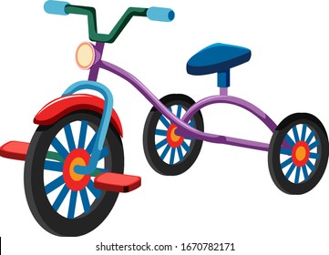 One tricycle on white background illustration