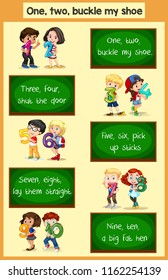 One two buckle my shoe song illustration