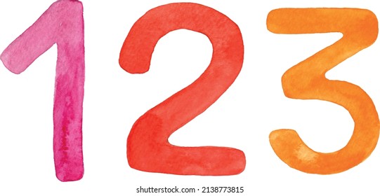 one two three 123 numbers watercolor illustration