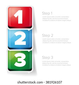 One two three - 3D vector progress bar for three steps