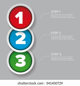 One two three circle - progress steps vector