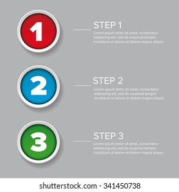 One two three circle - progress steps vector