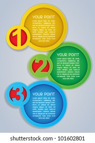 One, Two, Three Circular Progress Labels in colours