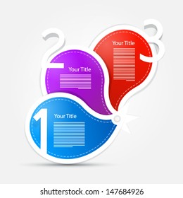 One, two, three, colorful vector paper progress steps for tutorial - infographics 