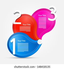 One, two, three, colorful vector paper progress steps for tutorial - infographics 