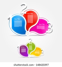 One, two, three, colorful vector paper progress steps for tutorial - infographics, Two Sets