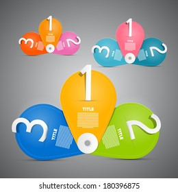One, Two, Three - Colorful Vector Paper Progress Steps for Tutorial Infographics Set