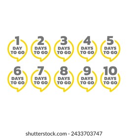 Uno, dos, tres días para ir a la pancarta. Icono de días de burbuja vectorial izquierda.