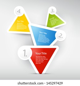 One, two, three, four, colorful vector paper progress steps for tutorial, infographics