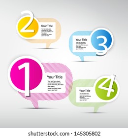 One, two, three, four, colorful vector paper progress steps for tutorial, infographics