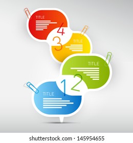 One, two, three, four, colorful vector paper progress steps for tutorial, infographics